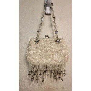 Todd Anthony White Beaded Evening Bag - Clutch Purse Handbag WEDDING BRIDAL